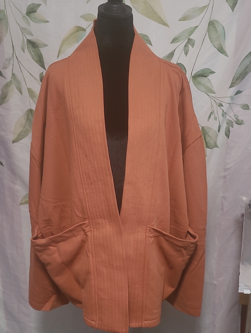 Women's Open Front Cozy Kimono Jacket - Rust
